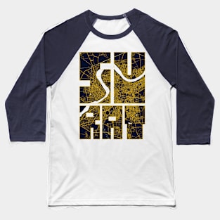 Surat, Gujarat, India City Map Typography - Gold Art Deco Baseball T-Shirt